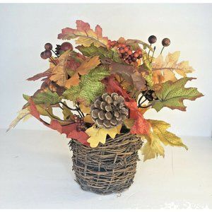 Fall Artificial Flower Leaf Autumn Centerpiece Orange Yellow Arrangement 13x12